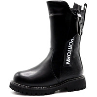 Сапоги для девочки (Котенок) черные верх-комбинированные материалы подкладка - шерсть артикул sdf-7812-1