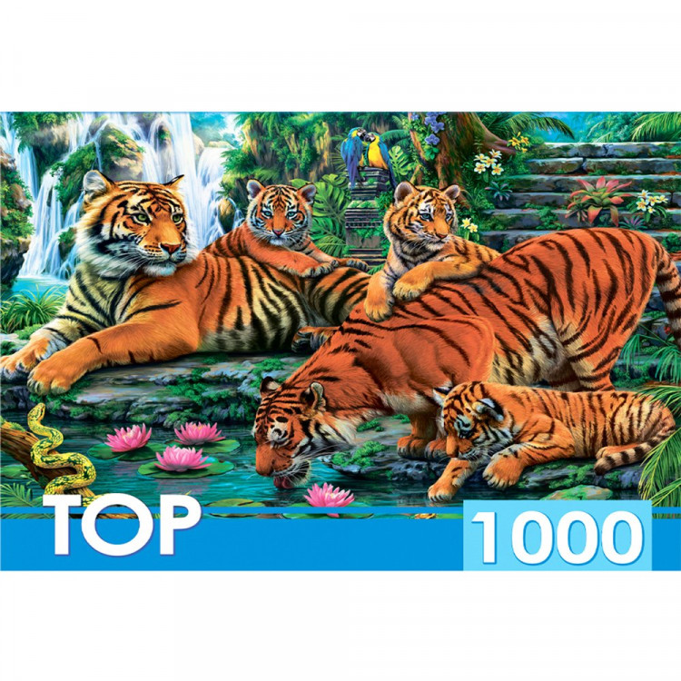 Пазл 1000 элементов TOPpuzzle Семейство тигров (РК) арт.ХТП1000-2160