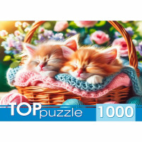 Пазл 1000 элементов TOPpuzzle Два котенка в корзине (РК) арт.ХТП1000-8739
