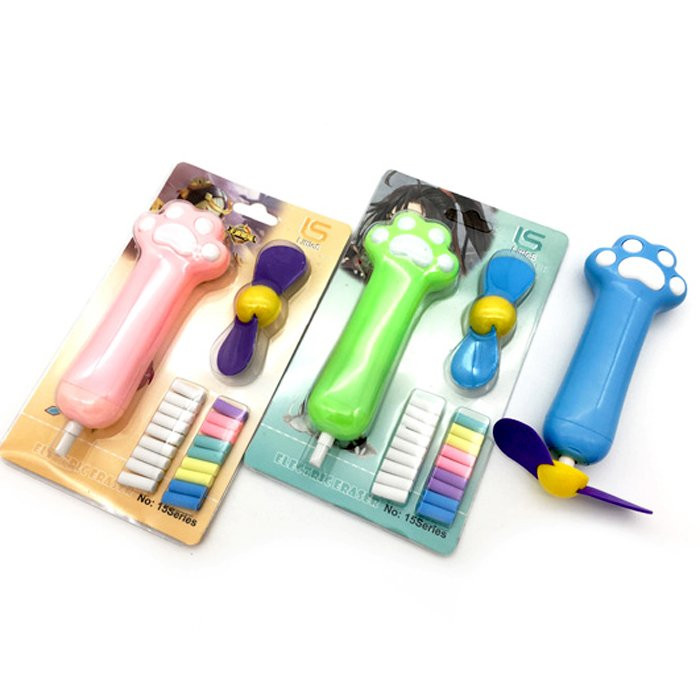 Ластик на батарейках (INTELLIGENT) Кошачья лапа. сменные ластики+вентилятор арт.CB-213