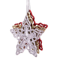 Украшение декор.подвеска пластик "Звезда" 10см 03шт/наб. цв.золото/серебро/красн. арт.86446
