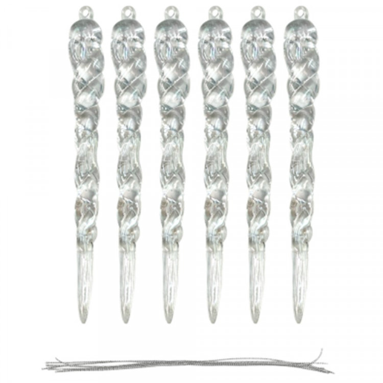 Украшение декор.подвеска "Сосулька" 12,4см 06шт/наб. цв.прозрачный арт.94665