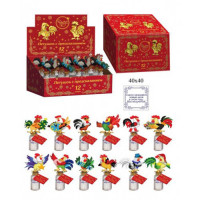 яяяСтатуэтка СИМВОЛ ГОДА "Петух" баночка с предсказанием 6см арт.