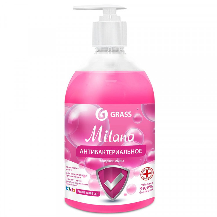 Тт/м жидкое 500мл дозаторт Milana Kids fruit bubbles (крем) Grass арт.125347 (Ст.15)