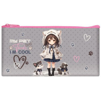 Пенал-косметичка 1 отделение плоский (ОНИКС) ПМП 17-20 Аниме с питомцами ткань