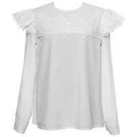 Блузка для девочки (ANNA-S) длинный рукав цвет белый арт.4AS размерный ряд 30/122-40/152