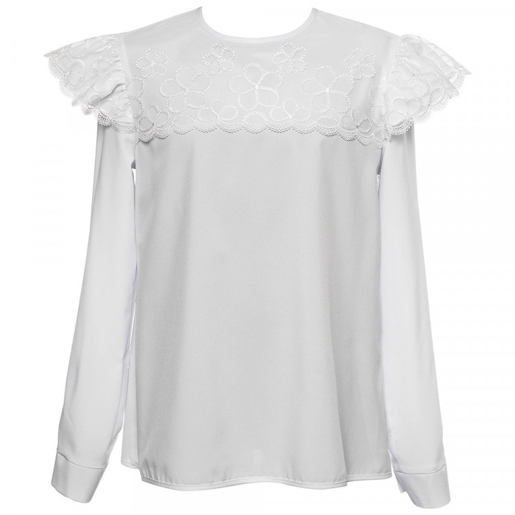 Блузка для девочки (ANNA-S) длинный рукав цвет белый арт.4AS размерный ряд 30/122-40/152