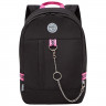 Рюкзак для девочек (Grizzly) арт.RXL-327-2/3 черный-фуксия 24 х 37,5 х 12 см