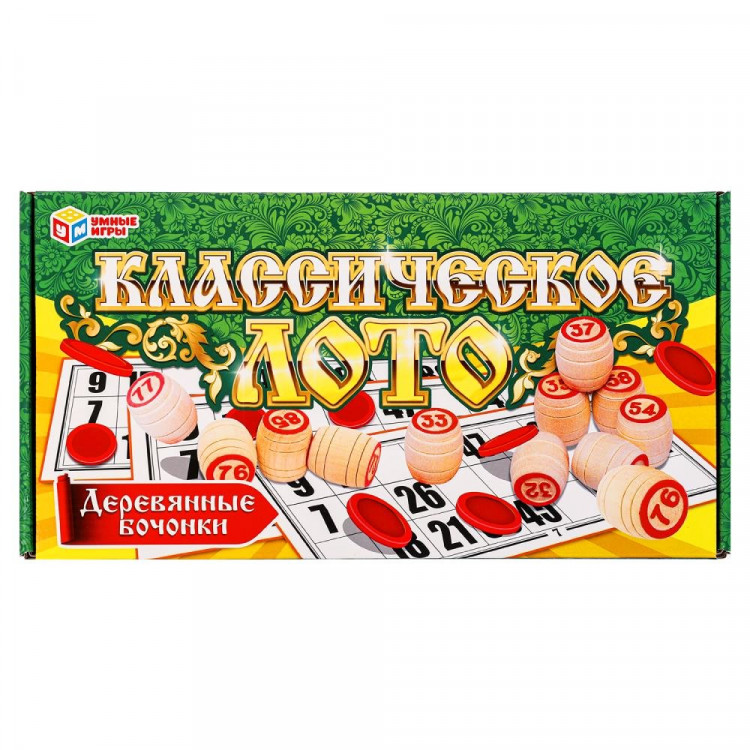 Игра настольная Лото деревянное (Умные игры) Классическое 30х15х6 см арт.4660254469334
