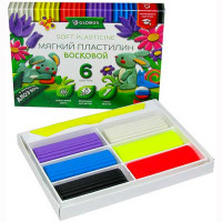 Пластилин восковой 6 цветов 90 грамм (GLOBUS) мягкий с экстрактом Алоэ Вера арт ПЛ6-01МВ