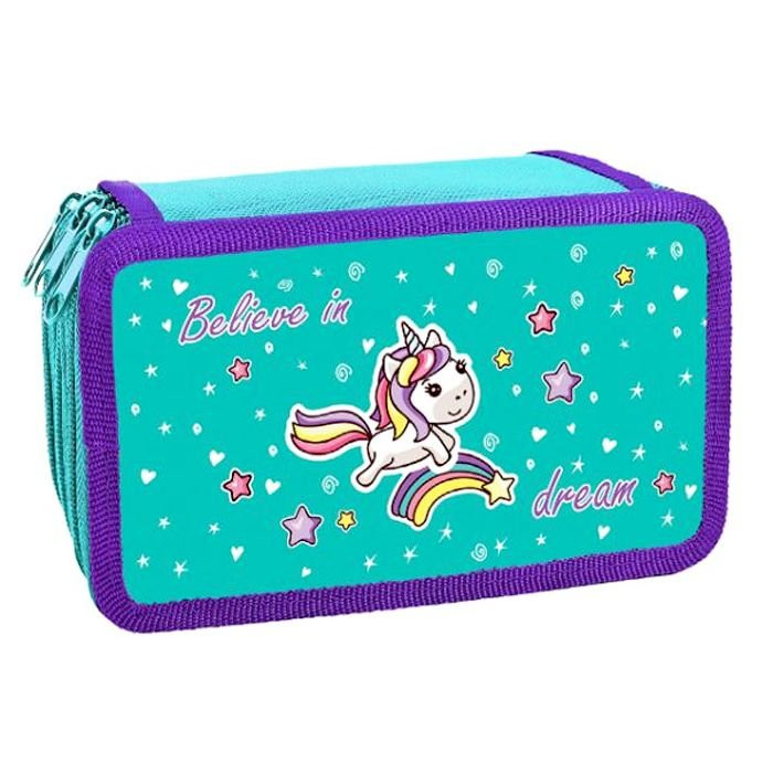 Пенал 3 отделения (Оникс) ПКК 12-5 Мечта единорожки 190*115 ламинированный картон (Ст.18)