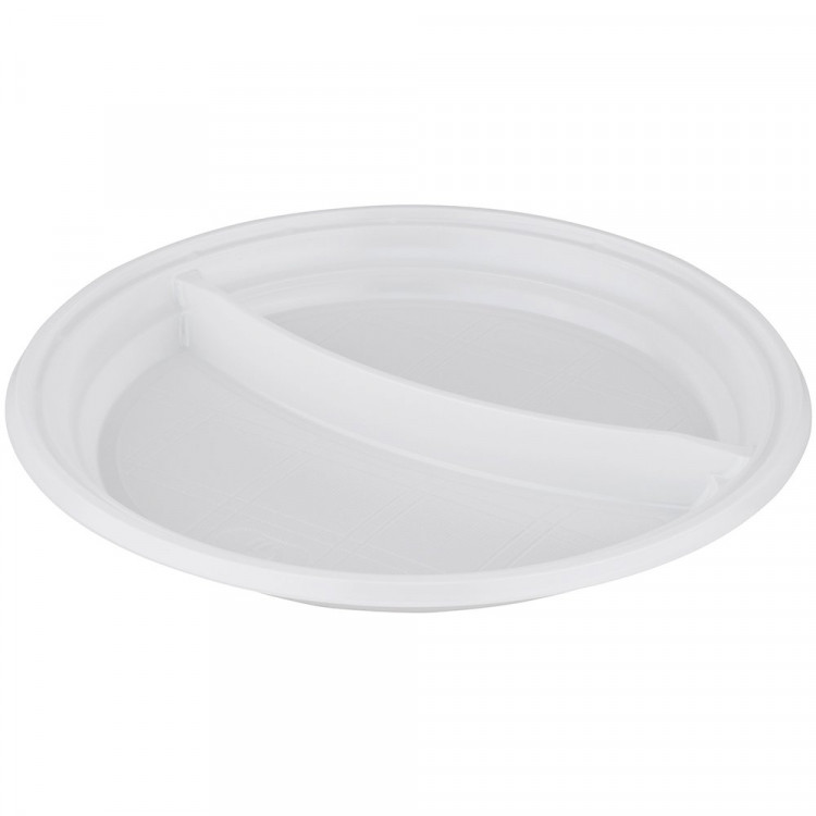 Тарелка пластик 2-секц. d-205мм, упаковка 10шт. (Ст.1/18)