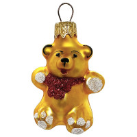 Украшение декоративное стекло 06см "Медвежонок с красным бантом" без уп. арт.Ф137/2