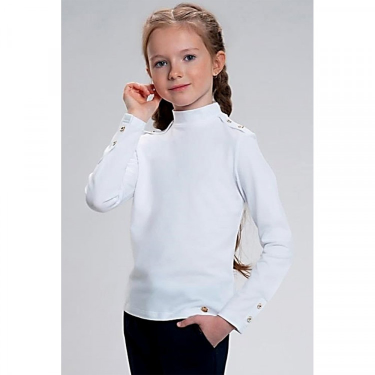 Джемпер трикотажный для девочки (Malini) длинный рукав цвет белый арт.RABL038TK019L  размерный ряд 34/134-44/164