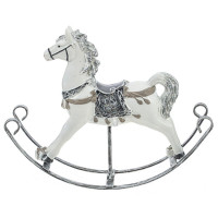 Статуэтка декоративная "Лошадка-качалка" 16,5см белая с серебром арт.806784