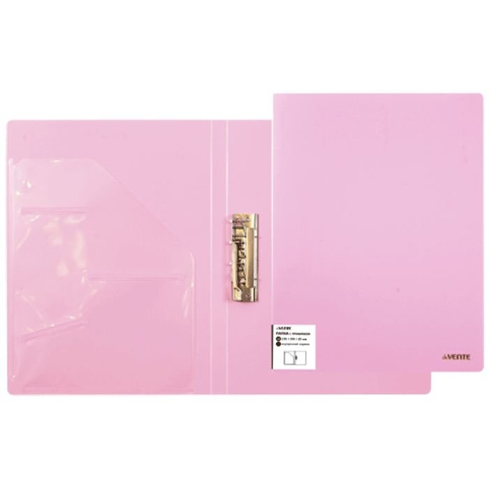 Папка с прижимом А4 17мм пластик 0,65мм розовая, карман (deVENTE) Pastel арт.3110802 (Ст.48)