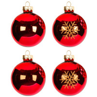 Набор шаров стекло 04шт/наб.06см цв.красный арт.93200