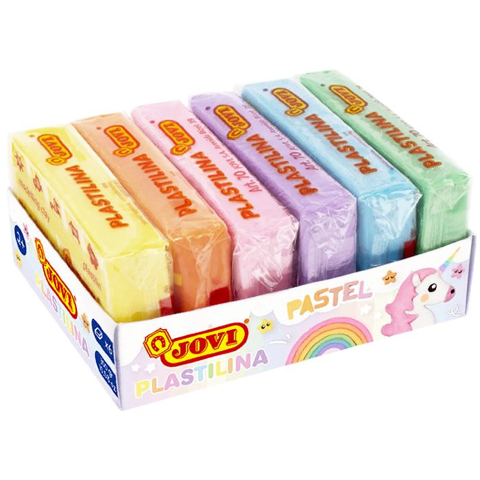 Пластилин 06 цветов 300 грамм (JOVI) пастельных цветов растительный картонная коробка арт 70/6Р