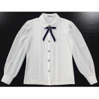 Блузка для девочки трикотажная (Kevin Young) длинный рукав цвет белый арт.B95097 размерный ряд 30/122-38/146