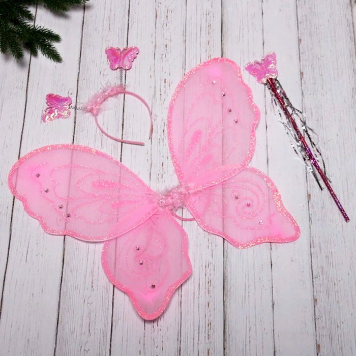 Набор карнавальный "Фея Лагуна" (крылья,ободок,палочка) 48*45см розовый арт.770-0431