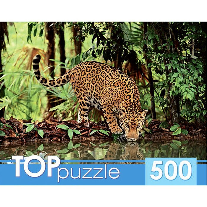 Пазл 500 элементов TOPpuzzle Ягуар на водопое (РК) арт КБТП500-6801