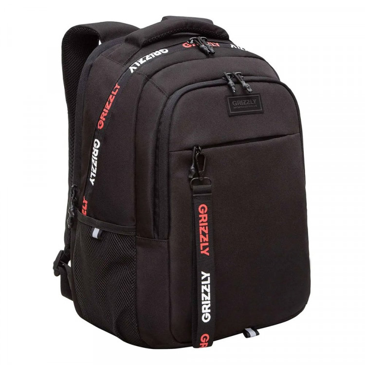 Рюкзак для мальчиков (Grizzly) арт RU-432-3/1 черный-красный 31х42х22 см