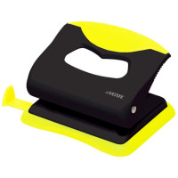 Дырокол (20л) deVENTE пластиковый с каучуковой вставкой, с линейкой Monochrome черн+жел арт.4020006