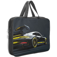 Папка А4 текстиль на молнии ручка-тесьма (Stavia) Машина с желтой полосой мультиколор арт.89286