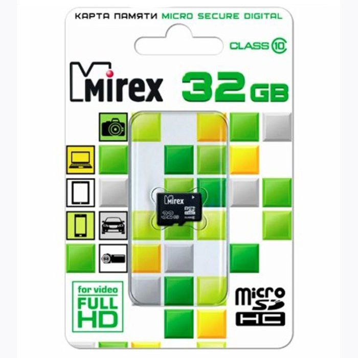 Карта памяти 32GB microSD Mirex microSDHC Class 10 UHS-1
