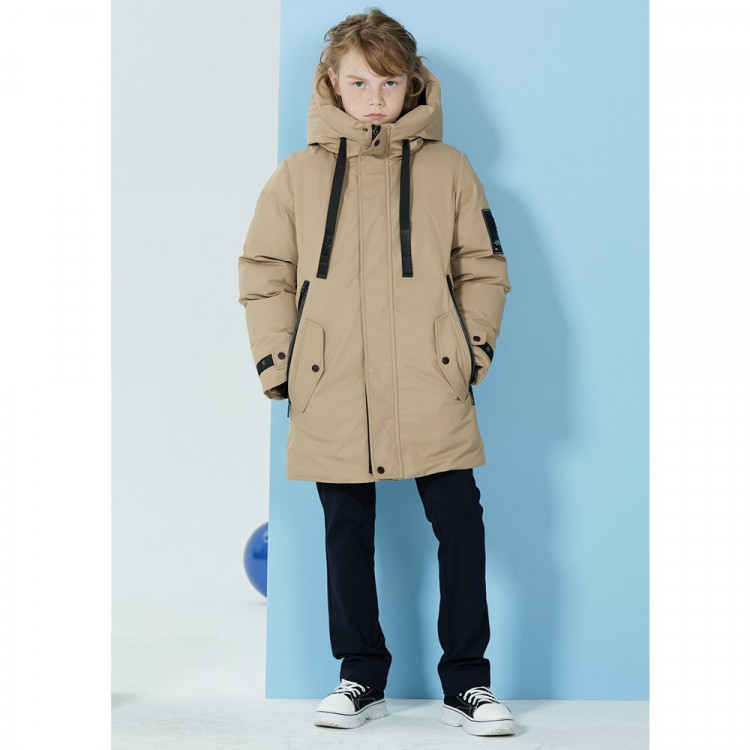 Пальто зимний для мальчика (Deloras) арт.55364 размерный ряд 34/134-44/164 цвет бежевый