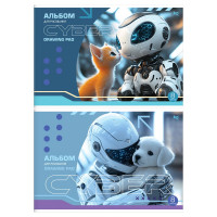 Альбом для рисования 8 листов скоба (BG) Робот и пушистик ассорти арт.АР4ск8 08577