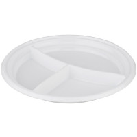 Тарелка пластиковая 3-секционная d-205мм, упаковка 10шт. (Ст.100/1800)