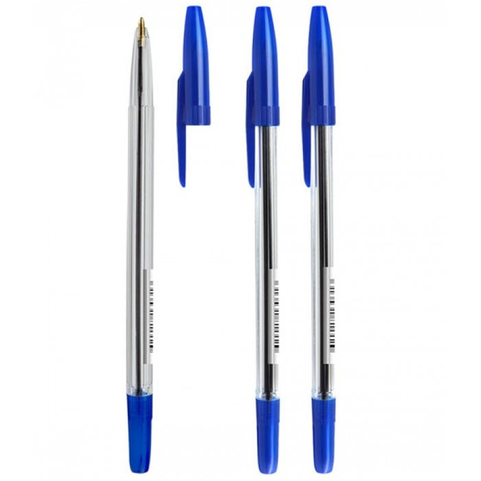 Ручка шариковая  прозрачный корпус  (СТАММ ) синяя, 511 1,0мм, длина стержня 152мм арт.РК01 (Ст.50)