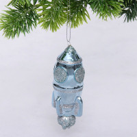 Фигурка на ёлку пластик 12см "Ракета" цв.голубой арт.916-1154