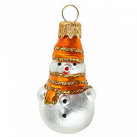 Украшение на ёлку стекло 07см "Снеговик мини" золотой п/у арт.ФУ-76/2