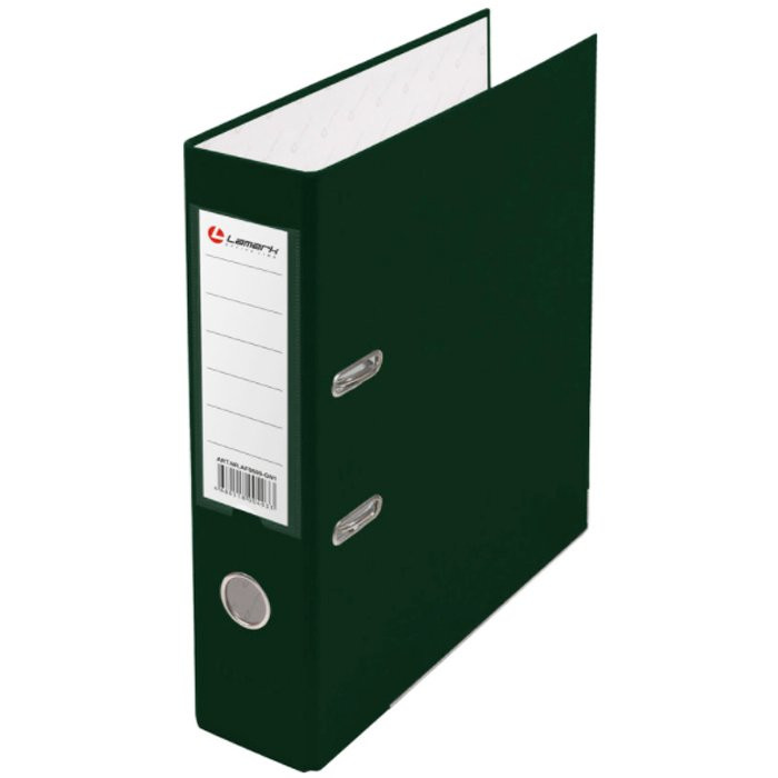 Папка-регистратор 80мм ПВХ с 1 сторонней обтяжкой, металлический уголок, зеленая