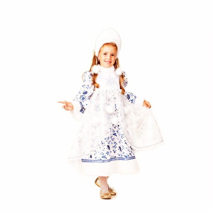 Костюм для девочки Снегурочка Новогодняя (платье,головной убор) р.38(146-152) арт.1947-146-76