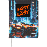 Дневник школьный твердая обложка кожзам (deVENTE) Fast Or Last аппликация rubber patch, отстрочка, ляссе арт.2020518