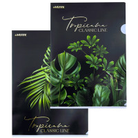 Папка-уголок "deVENTE. Tropicana" A4 (220x310 мм) 180 мкм, непрозрачная с рисунком, тиснение фольгой, индивидуальная маркировка, 2 дизайна ассорти