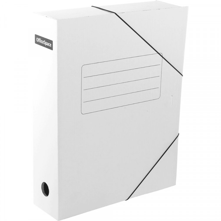 Короб архивный А4 г/карт 75мм белый на резинке арт.158548 (Ст.10)