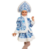 Костюм Д Снегурочка узорная (жакет,юбка,кокошник) р.28/110-38/146 арт.1515-1