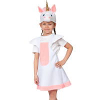 Костюм Д (ЖИВОТНОЕ) Лошадка-Единорожка (платье,маска) р.92-122 цв.белый/розовый плюш арт.2156