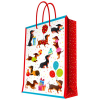 Пакет подароч. бумаж. 26*32,4см "Такса с подарками и шарами" арт.90152