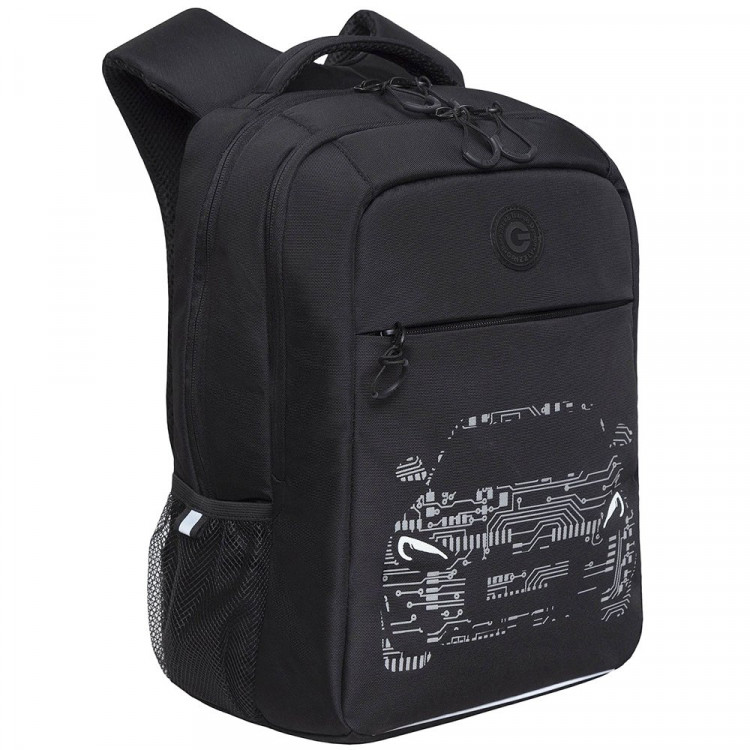 Рюкзак для мальчиков (Grizzly) RB-356-3/1 черный-серый 26х39х19 см