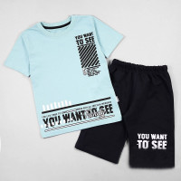 Комплект для мальчика арт.Mixima 62219 размер 30/122-36/140 (футболка+шорты) цвет ментол