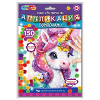 Набор для творчества Аппликация помпонами Единорог (MultiArt) арт.POMPON-122247