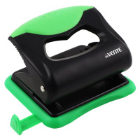 Дырокол (20л) deVENTE пластиковый с каучуковой вставкой, с линейкой Monochrome черн+зел арт.4020004