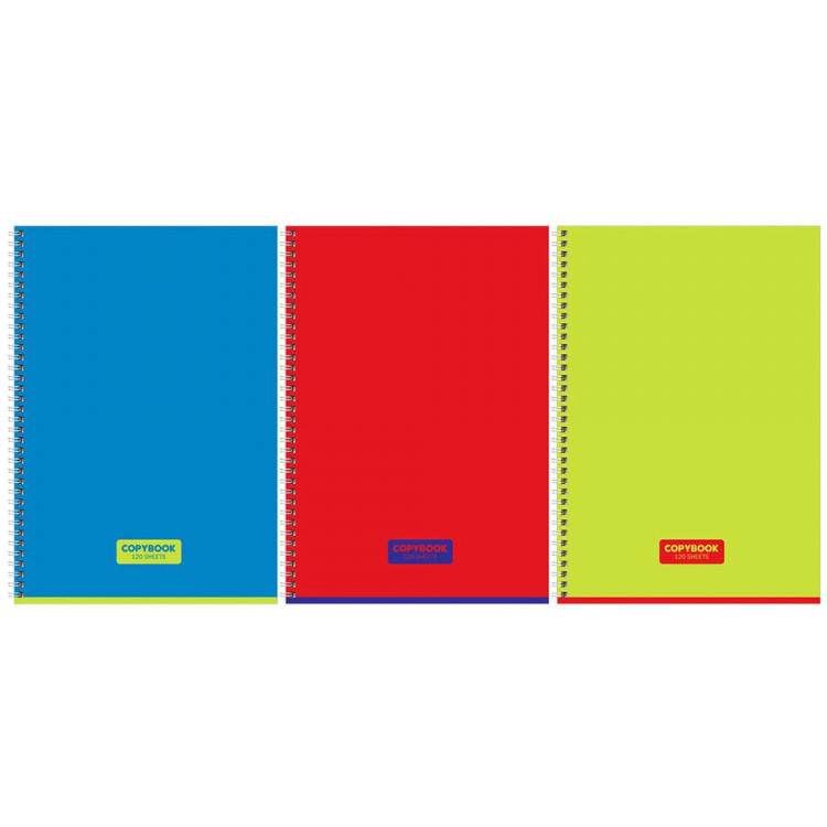 Тетрадь А4 клетка 120 листов на гребне BG Тетрадь глянцевая ламинация ассорти арт.Т4гр120_лг 12477