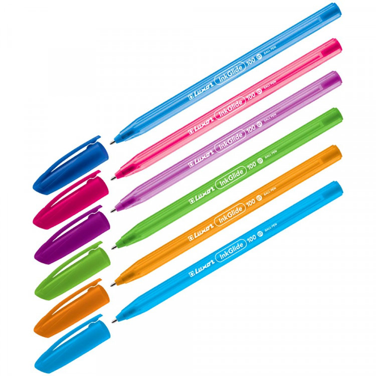 Ручка шариковая непрозрачный корпус Luxor InkGlide 100 Icy син/масл/игла 0,7мм трехгранный арт.16700/50 Tub (Ст.50