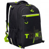 Рюкзак для мальчика школьный (Grizzly) арт.RB-458-1/3 черный-салатовый + мешок 28х39х17 см